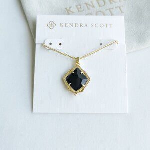 Kendra Scott Kacey Gold Black Opaque Glass Long Necklace NEW Perfect condition